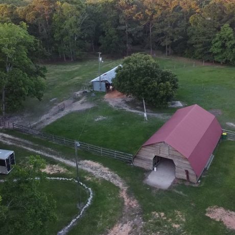 Aerial view of an stable at Green Woods Stables RV Park